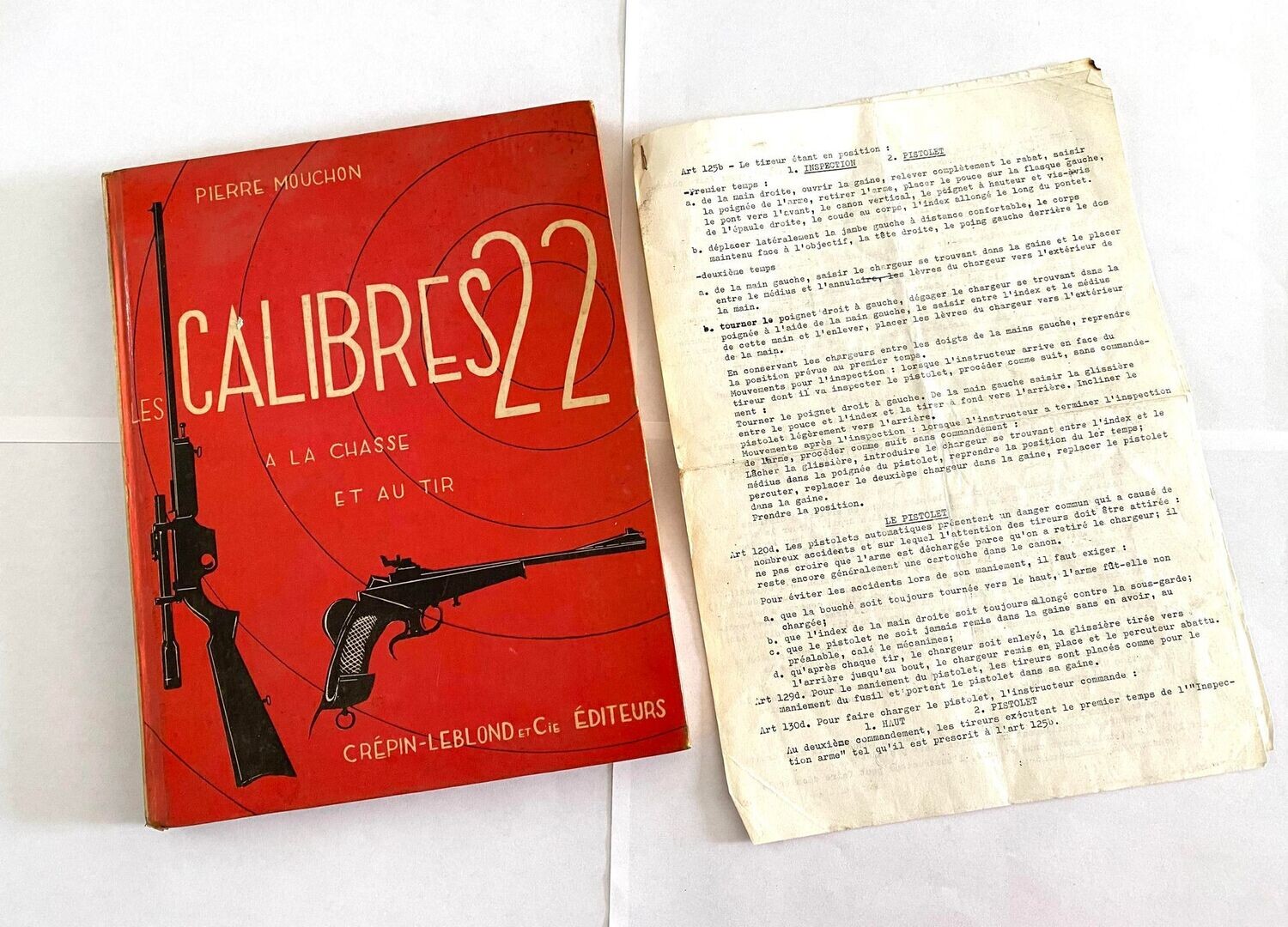 LIVRE LES CALIBRES 22 A LA CHASSE ET AU TIR ÉDITION CREPIN LEBLOND