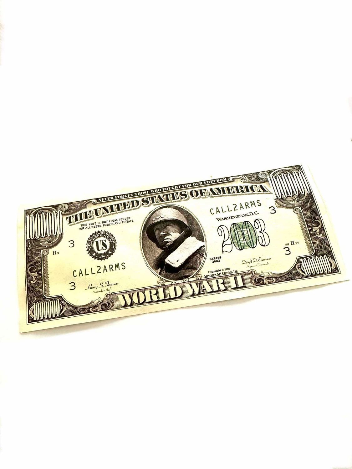 Billet de collection d'un million de dollars de la Seconde Guerre mondiale normandie