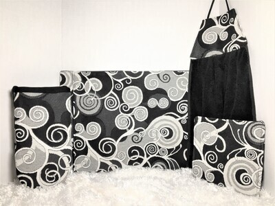 Kitchen/Dining Room Black &amp; White Abstract Tapestry Set/Bundle