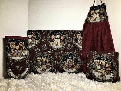 Kitchen/Dining Room Snowman/Teddy Bear Christmas Tapestry Set/Bundle