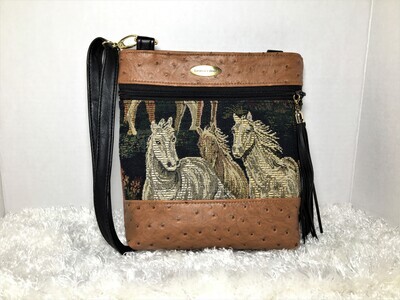Triple Zip Limited Edition Handmade Brown Faux Leather Handbag