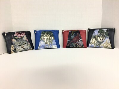Cat, Wolves, Red Cardinal Designer Bags or Pouches