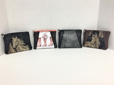 Designer Bags or Pouches Featuring Horses, Cowboy Boots, Silver Rose