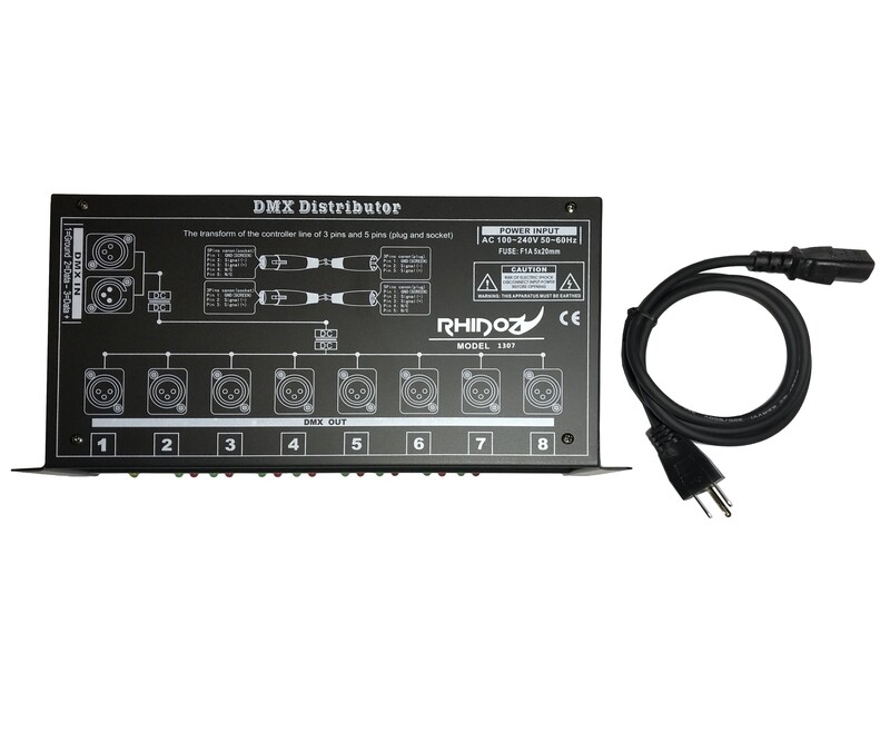 DMX 8 Way Splitter with Signal Amplifier