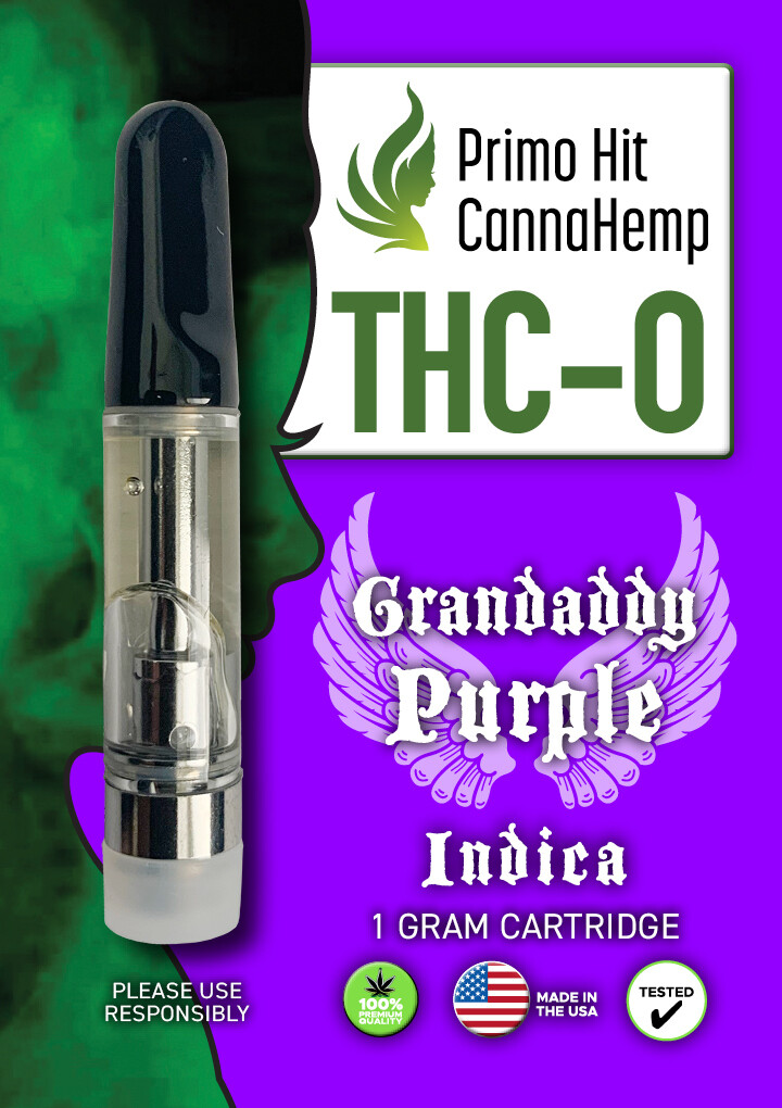 Primo Hit Grand Daddy Purple THC-O Vape Cartridges (Indica)
