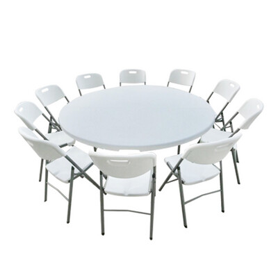 1.8m Round Table + 10 Chairs