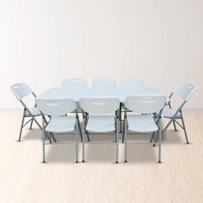 1.8m Rectangular Table + 8 Chairs