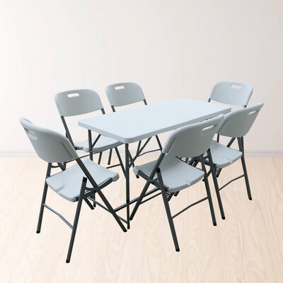 1.2m Rectangle Table + 6 Chairs
