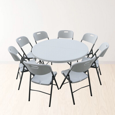 1.5m Round Table + 8 Chairs