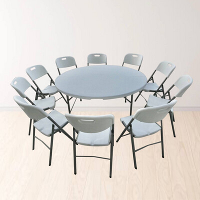 1.5m Round Table + 10 Chairs