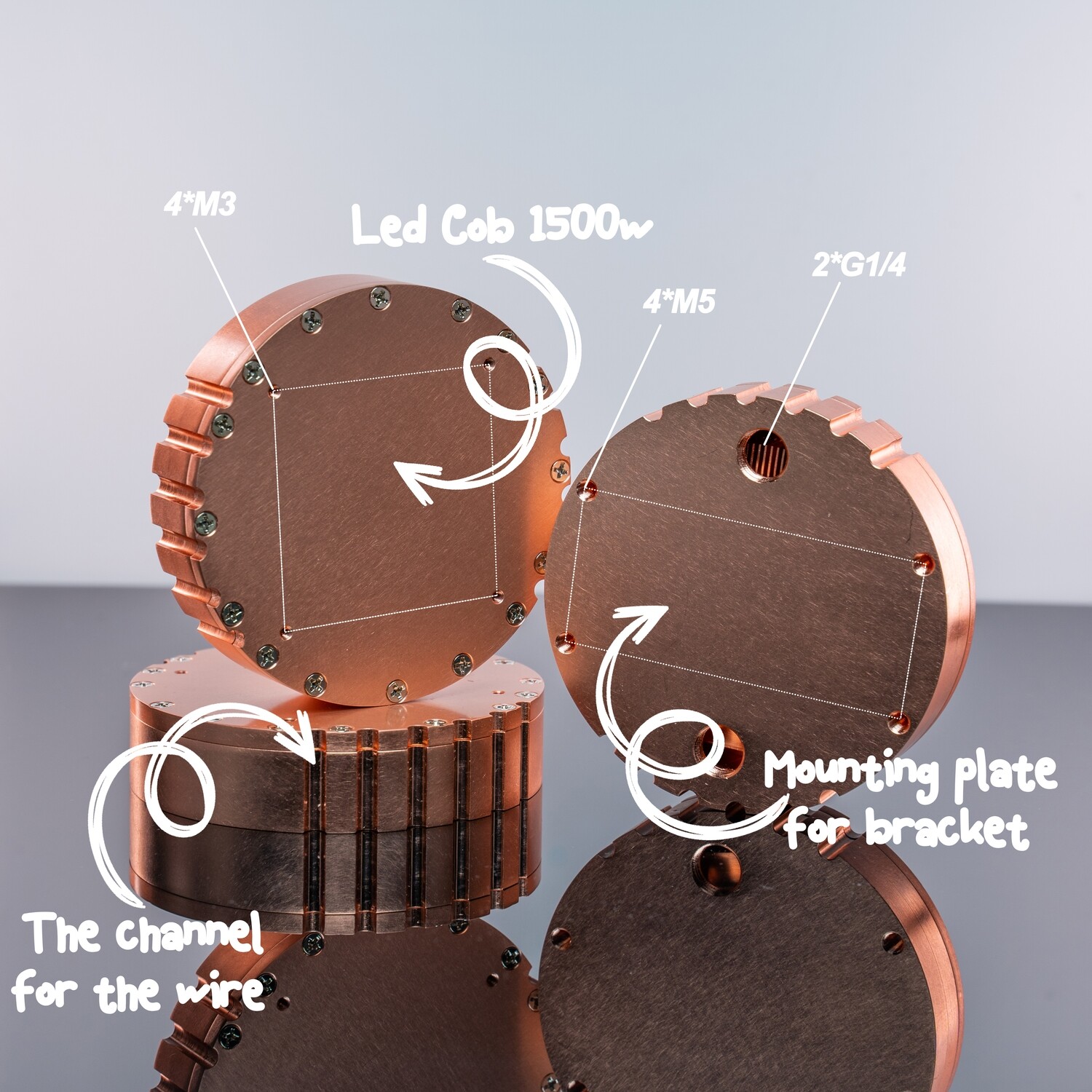 Water block for led cob 1500w