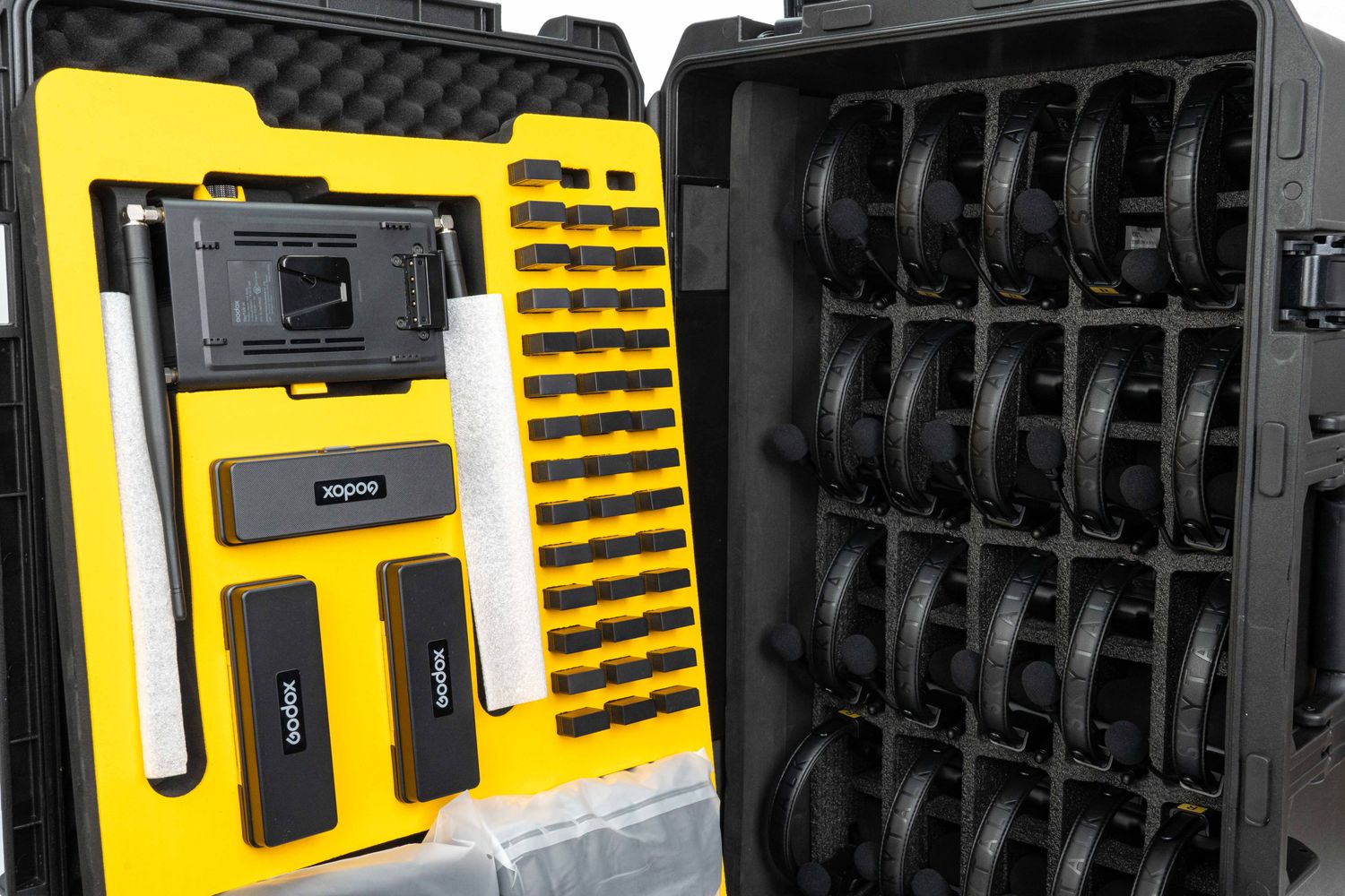 Godox SkyTalk H20S + HUB 1.9GHz Full-Duplex Wireless Intercom System with 20 Single-Ear Headsets