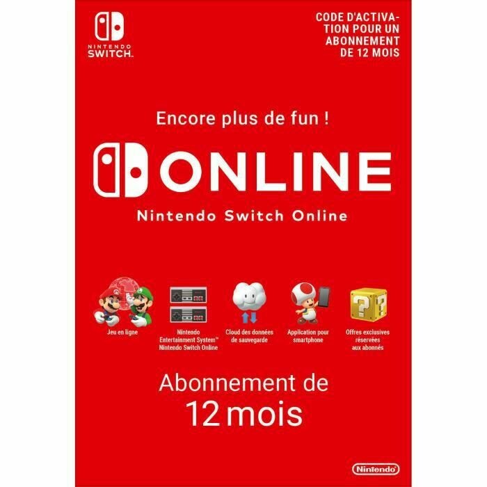 Carte Nintendo Switch online 12 mois - 19,99€