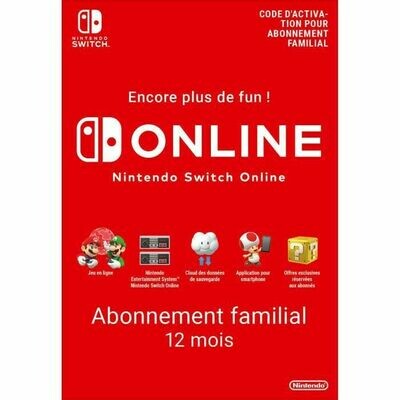 Carte Nintendo Switch Online 12 mois | Abonnement familial - 34,99€