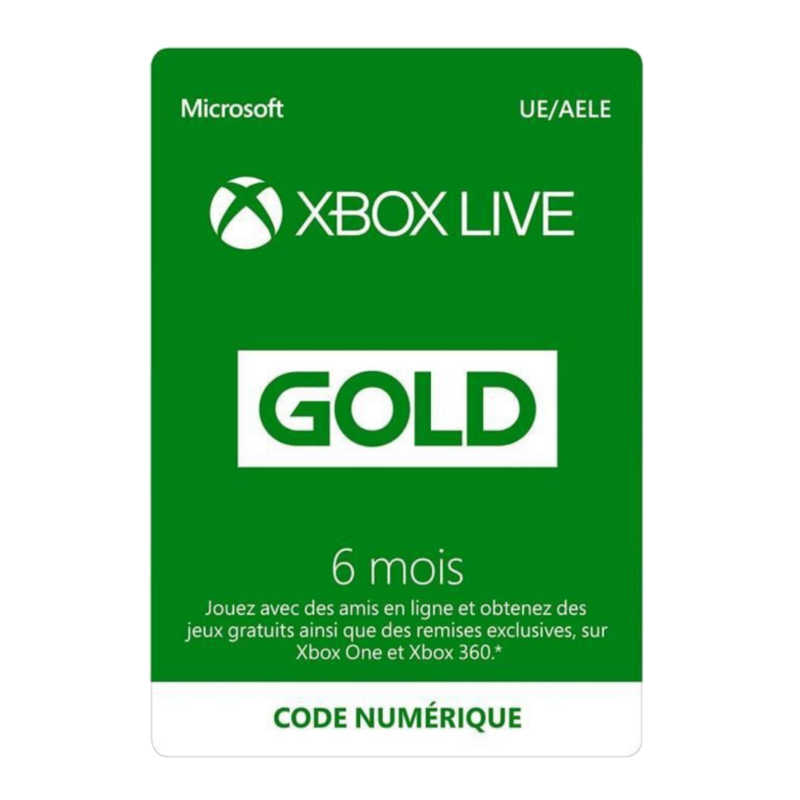 Carte Xbox Live Gold 6 mois - 29,99€