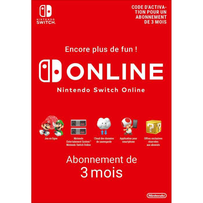 Carte Nintendo Switch Online 3 mois - 7,99€