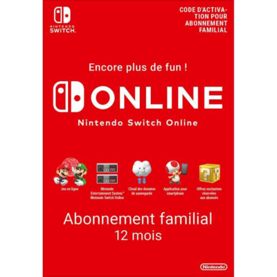 Carte Nintendo Switch Online 12 mois Abonnement familial - 34,99€
