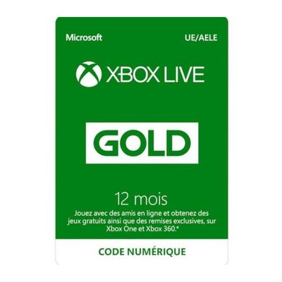 Carte Xbox Live Gold 12 mois - 54,95€