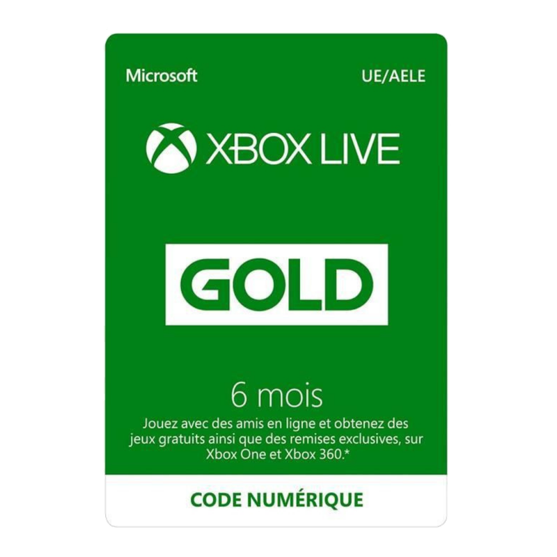 Carte Xbox Live Gold 6 mois - 29,99€