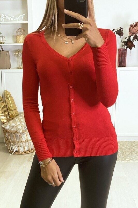 Gilet rouge en maille tricot Gilet rouge en maille tricot