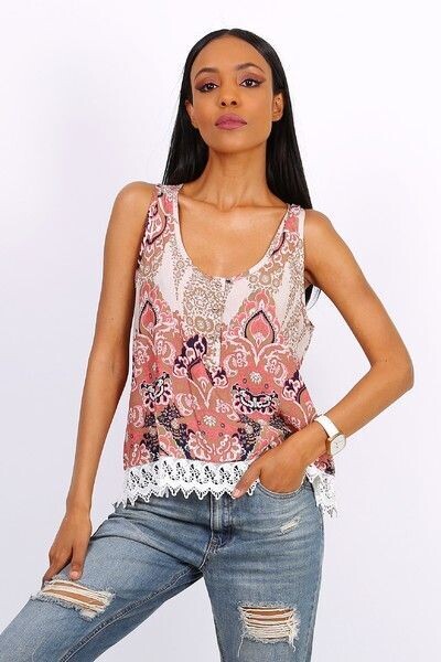 Top Rose a broderie Top Rose a broderie