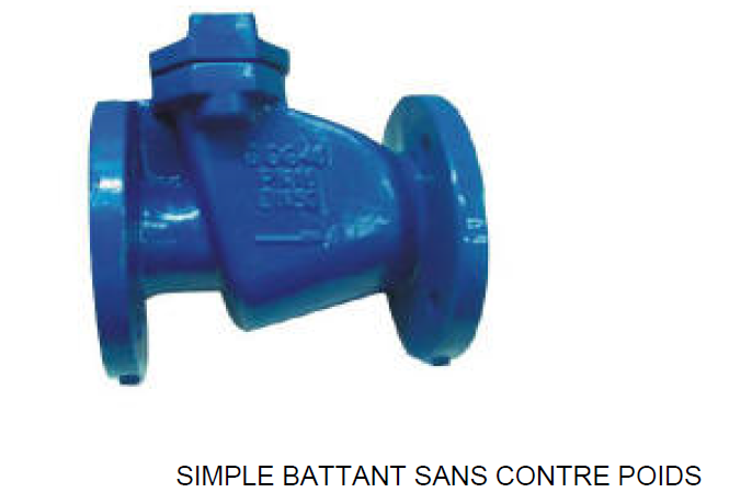Clapet simple battant eau usée