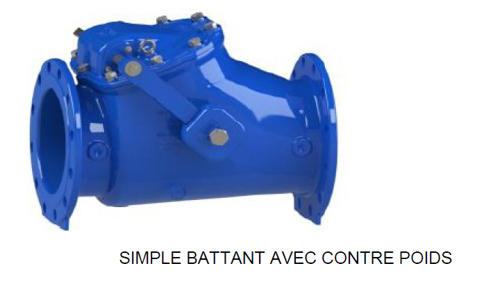 Clapet simple battant eau usée