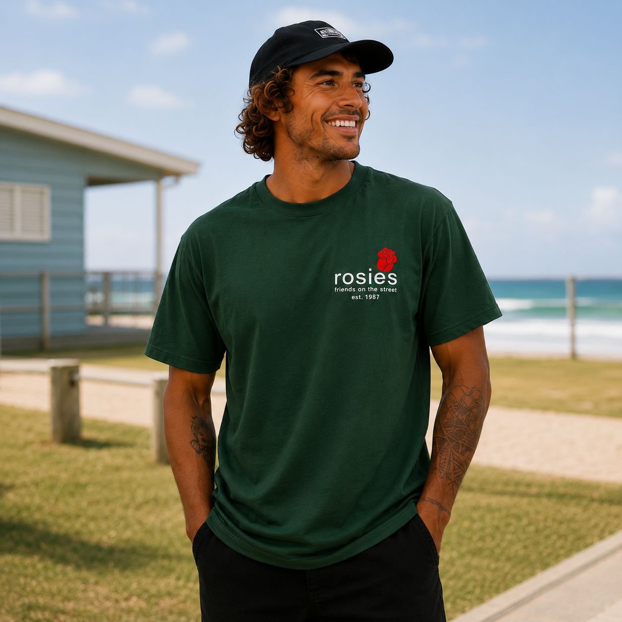 Army Green Jake Moss x Rosies Tee