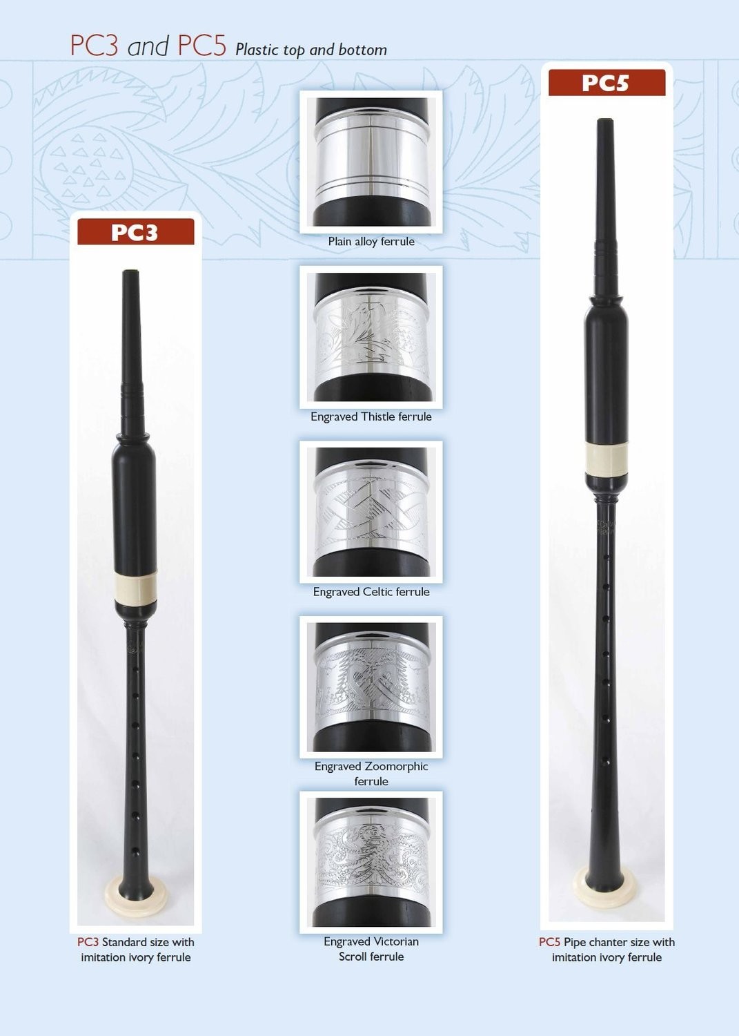 Plastic Practice Chanters - Mounted