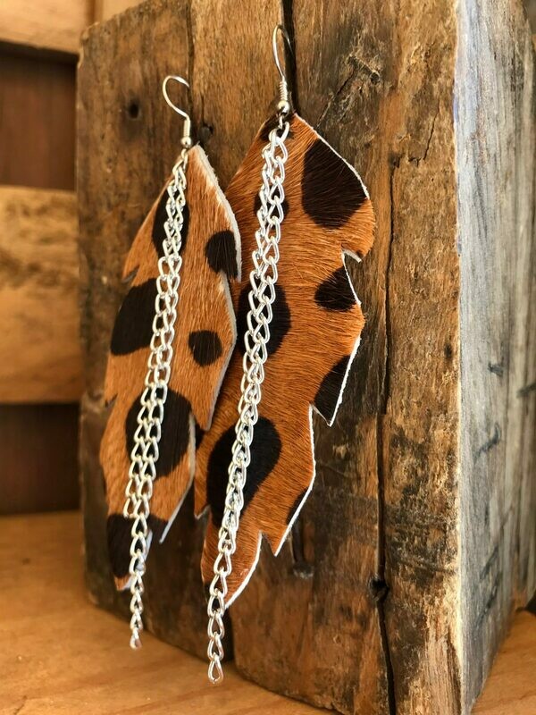 Wild Leather Feather Earrings