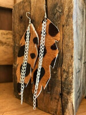 Wild Leather Feather Earrings