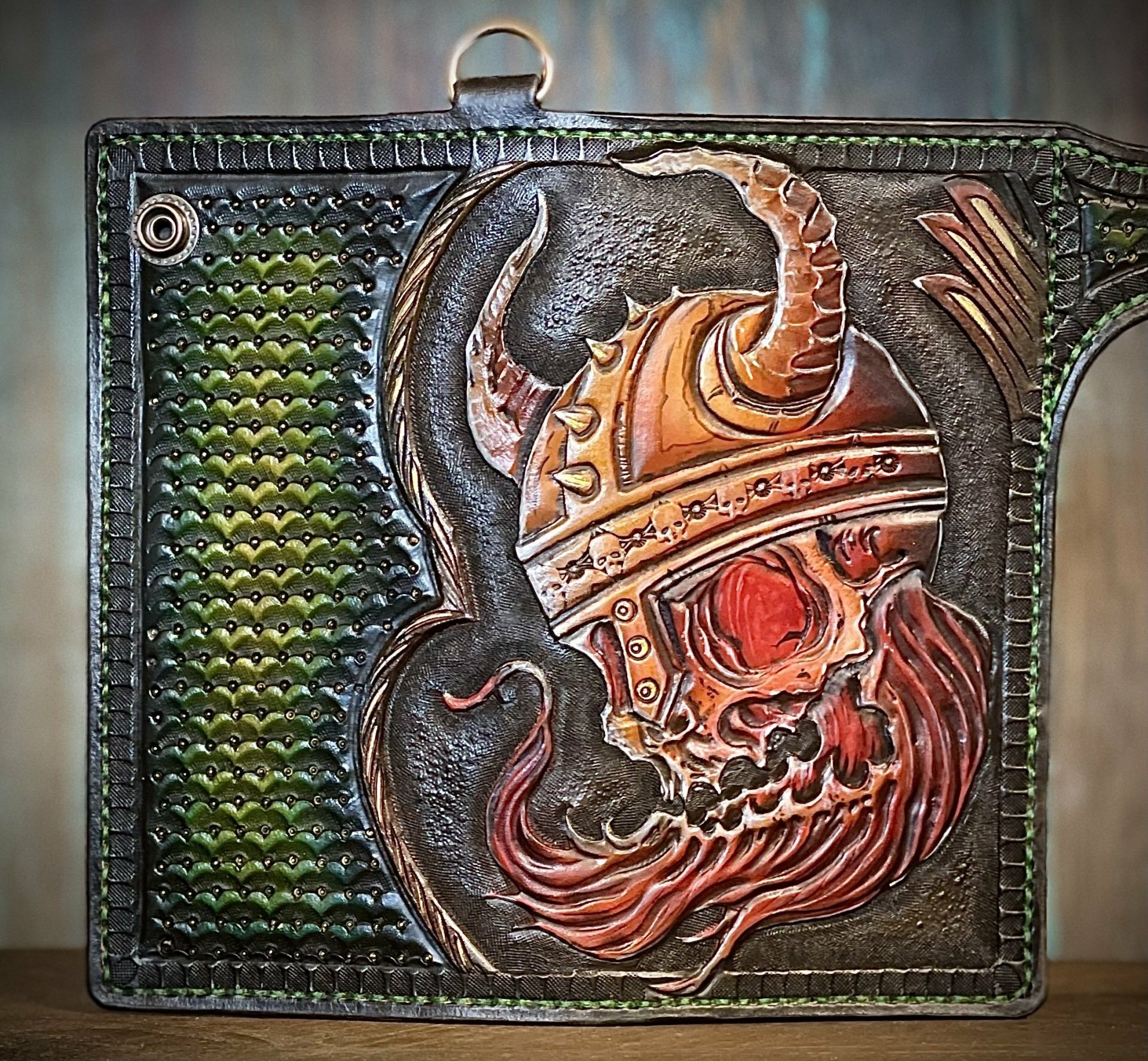 Customized Leather Handmade Wallet Celtic Viking Warrior -  Israel