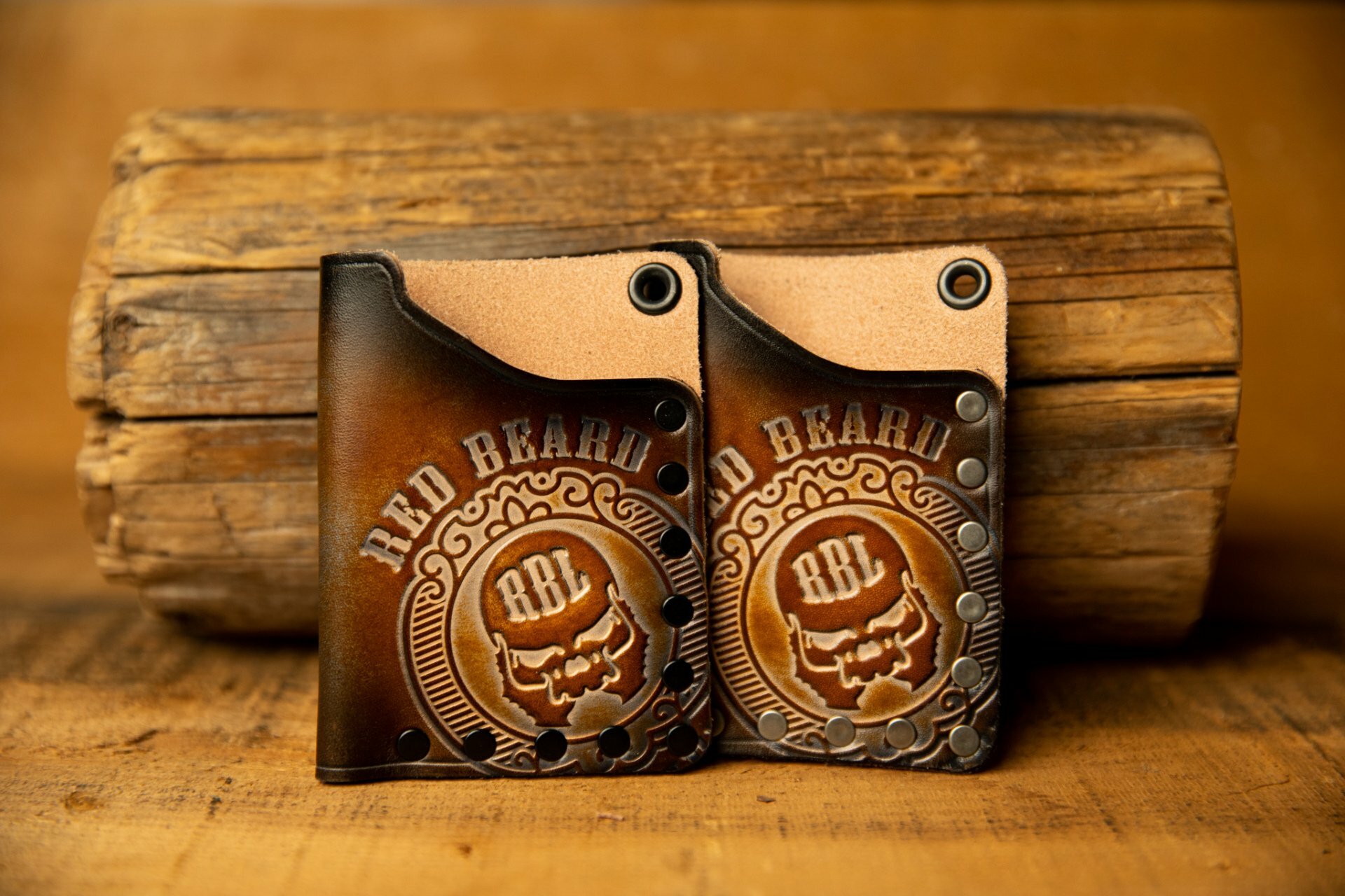 Denim and Antiqued colored Large Logo EDC  simple card wallet