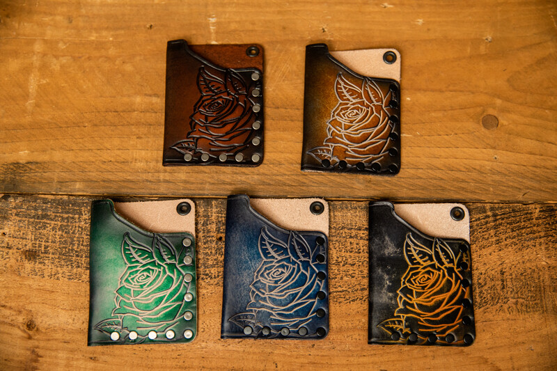 EDC Rose - Denim And Antique Custom Card Wallets