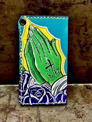 Custom cash and carry Retro Praying Hands minimalist wallet