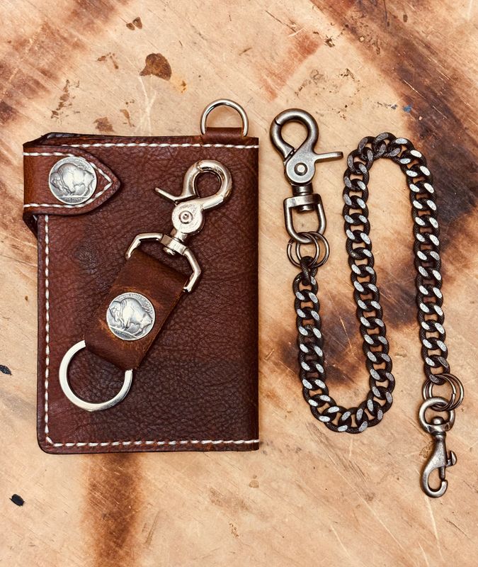 5 3/4 5 3/4" BROWN AND WHITE WITH BUFFALO NICKEL