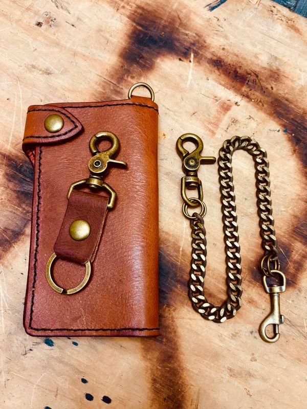 7 7" Vintage brown and black with brass