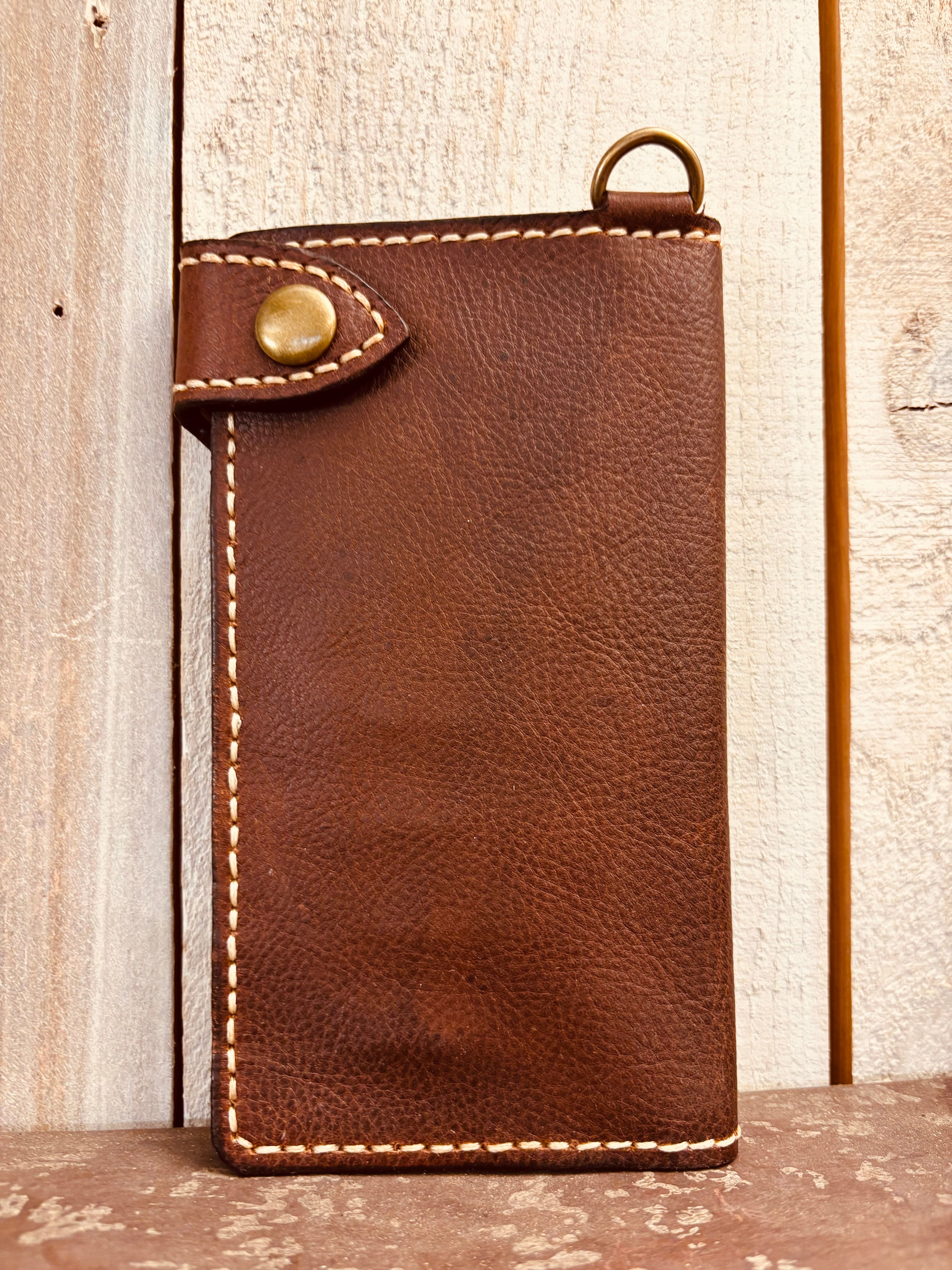 7” Brown with antique brass