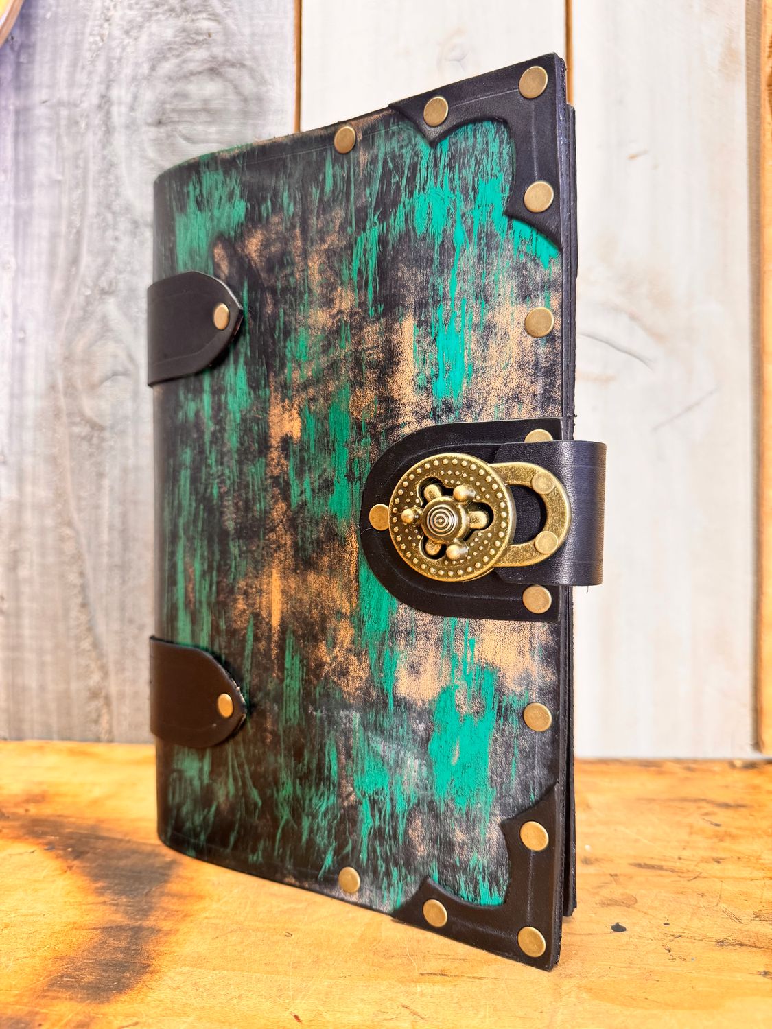 Vintage  turquoise brass turn latch