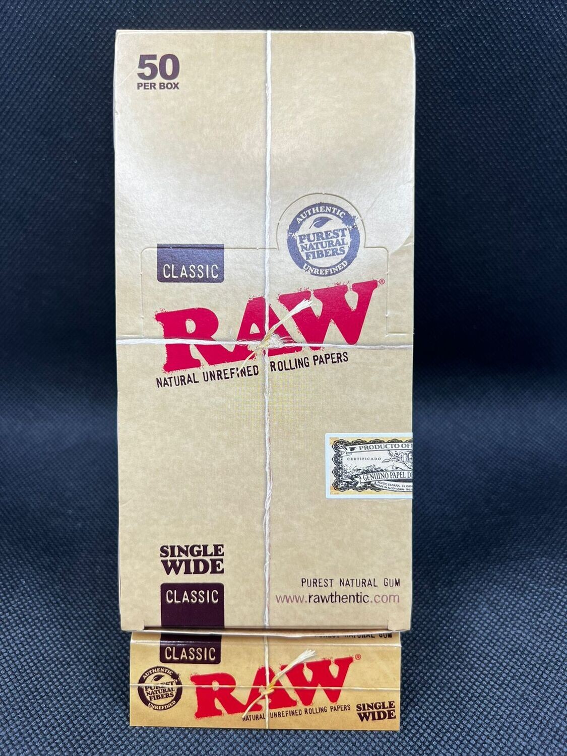 RAW CLASSIC SINGLE WIDE 50 PACKS/BOX 50 LEAVES/PACK