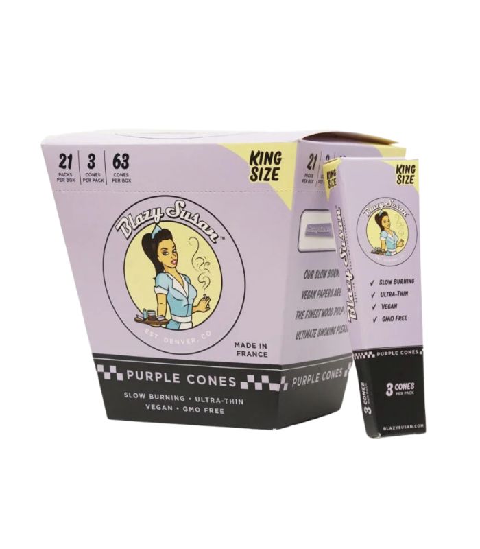 BLAZY SUSAN CONES KING SIZE 21 PACKS - MORADOS