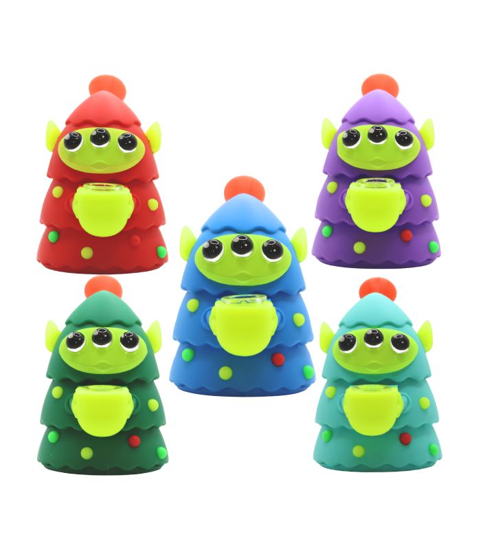 BONG DE SILICON LITTLE GREEN CHRISTMAS TREE 6” - COLORES VARIADOS