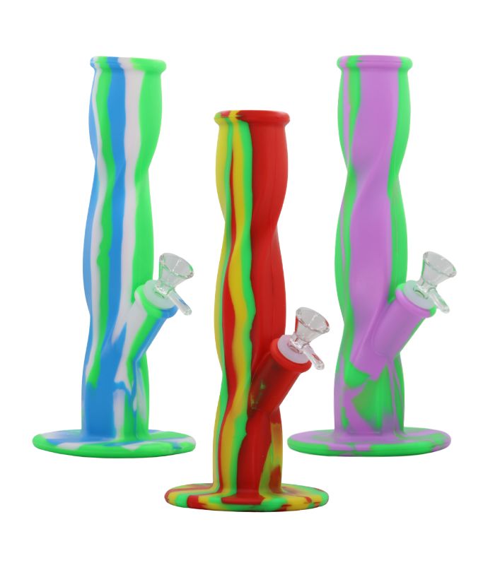BONG DE SILICON CROOKED 10” - COLORES VARIADOS