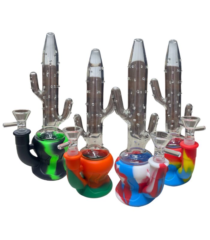 BONG DE SILICON CACTUS 8" - COLORES VARIADOS