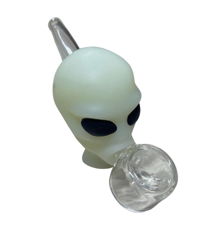 PIPA DE SILICON 4” ALIEN HEAD GLOW IN THE DARK  - PAQUETE DE 4 PIEZAS