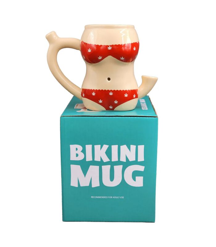 TAZA DE CERÁMICA CON PIPA - BIKINI ROJO