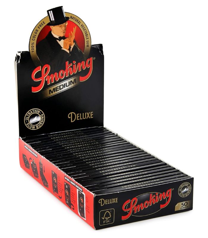 SMOKING DELUXE MEDIUM SIN TIPS - 25 PACKS / 50 PAPELES