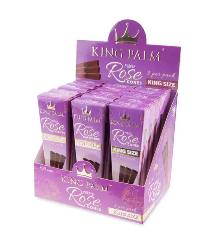 KING PALM ORGANIC ROSE CONO KING SIZE PURPLE ROSE - 15 CONOS / 3 CONOS
