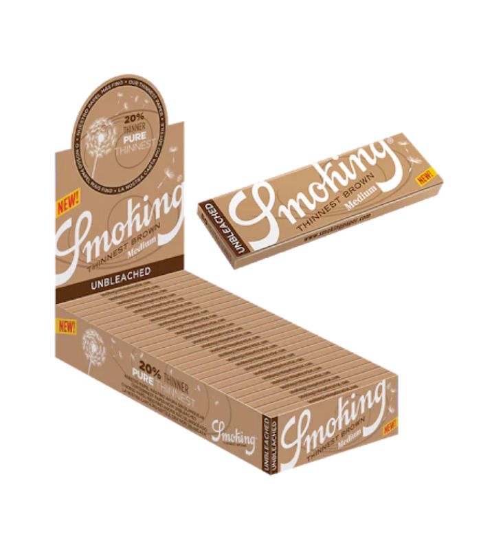 SMOKING THINNEST BROWN MEDIUM SIN TIPS - 25 PACKS / 50 PAPELES