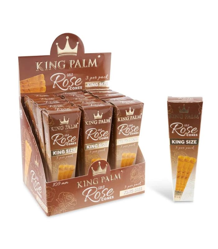 KING PALM ORGANIC ROSE CONO KING SIZE GOLD ROSE - 15 CONOS / 3 CONOS